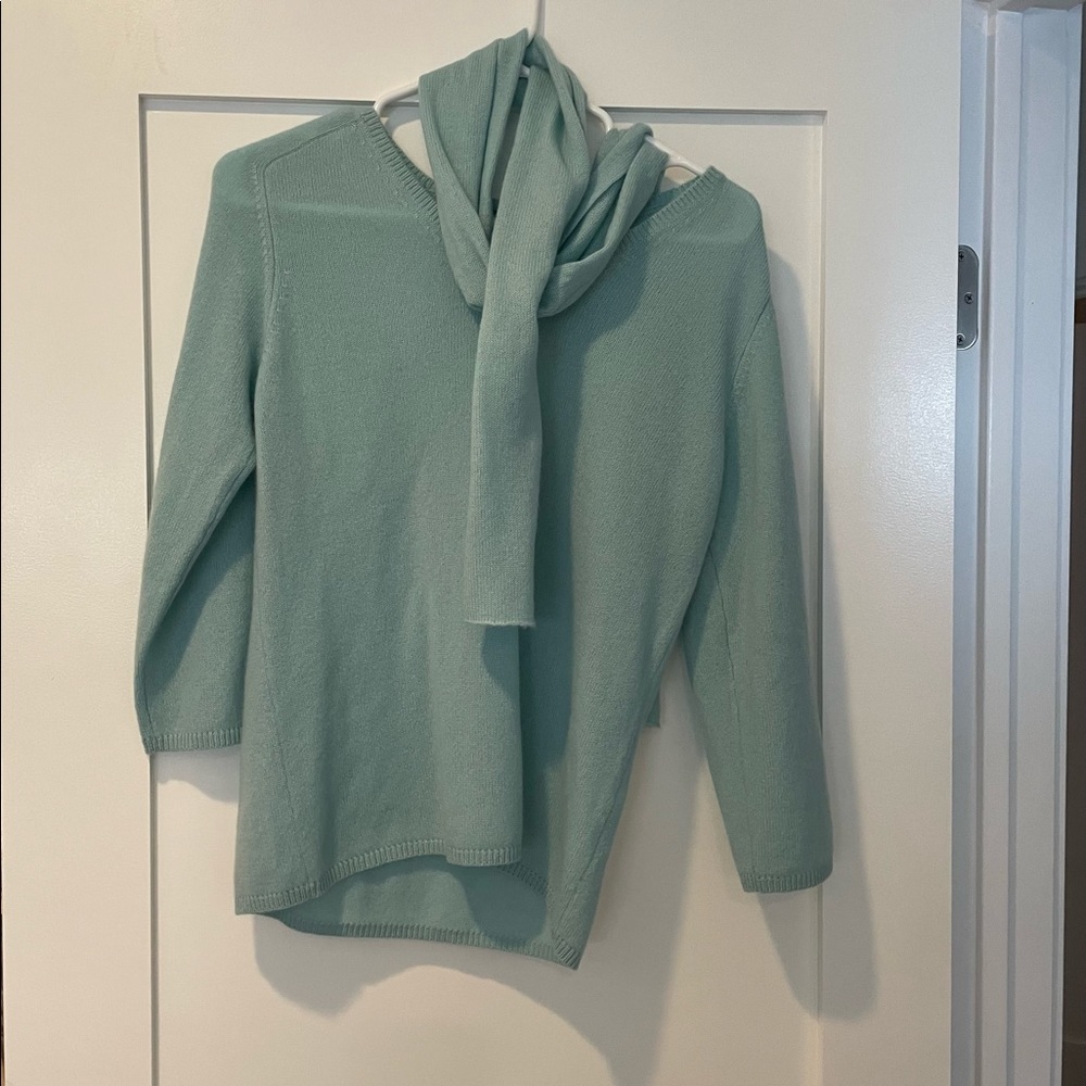 John Patrick Cashmere Sweater and Scarf Set